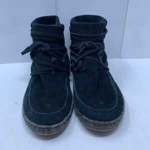 UGG Womens 8 Black Suede Lace Up Side Zip Moccasin Ankle Boots